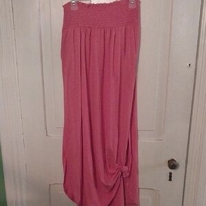 Zenana Outfitters Rose Pink Smocked Waist Maxi Skirt, With Pockets